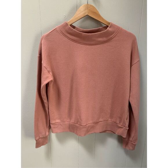 Aerie Women Pink Distressed Crewneck Boxy Sweatshirt Small - Picture 1 of 7